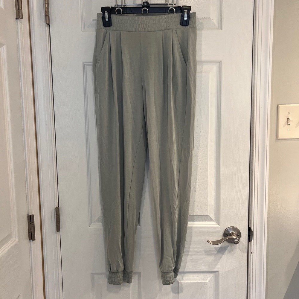 Express‎ Women Sage Green/Grey Pleated Jersey Knit Jogger Pants XS Elastic Waist